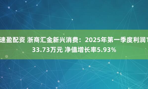 速盈配资 浙商汇金新兴消费：2025年第一季度利润133.73万元 净值增长率5.93%